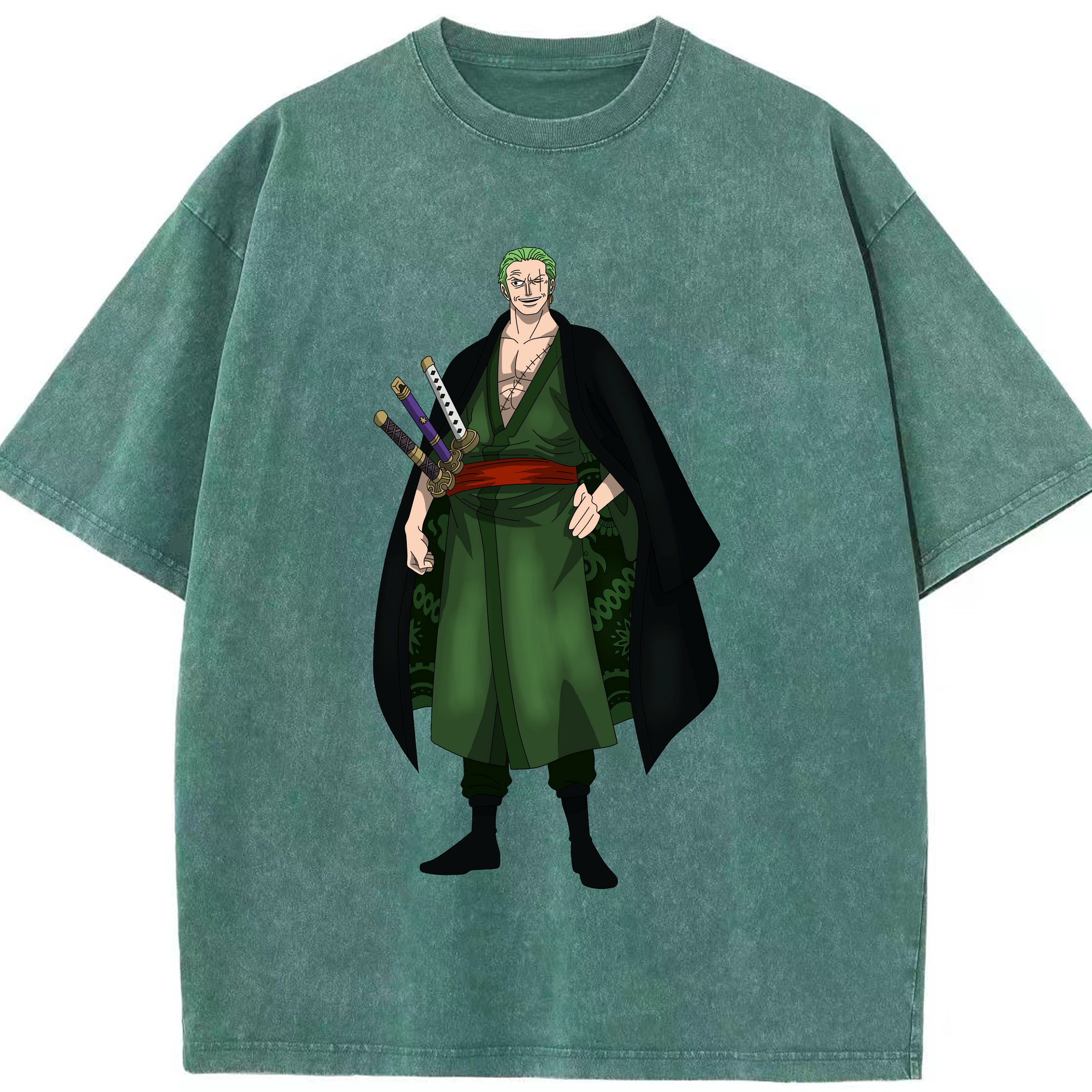 ワンピース ロロノア・ゾロ ONE PIECE Roronoa Zoro 綿100% ヴィンテージ風 半袖Tシャツ（フロントプリント）